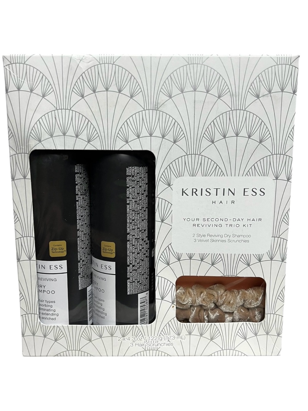 🌻NEW Kristin Ess Dry Shampoo Duo Gift Set 2 Pack 4.3 Oz + 3 Velvet Scrunchies